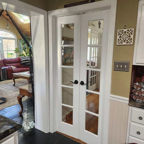 5 Lite Clear Glass Narrow French Primed Wood Interior Door - Image 3