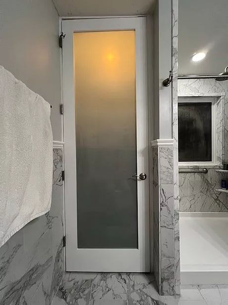 Single Lite Frosted Glass Shaker Style Primed Wood Interior Door - Image 2