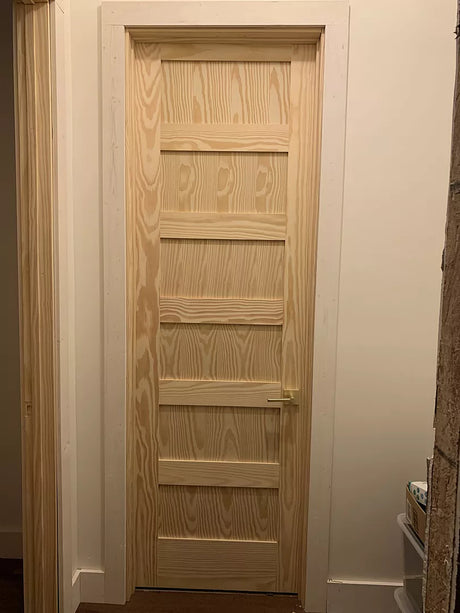 5 Panel Shaker Style Clear Pine Wood Interior Door