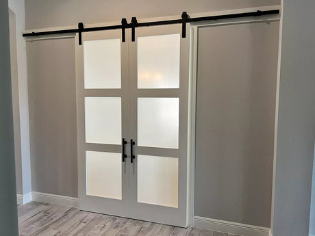 3 Frosted Glass Panel Shaker Style Wood Interior Door (Primed) - Image 2