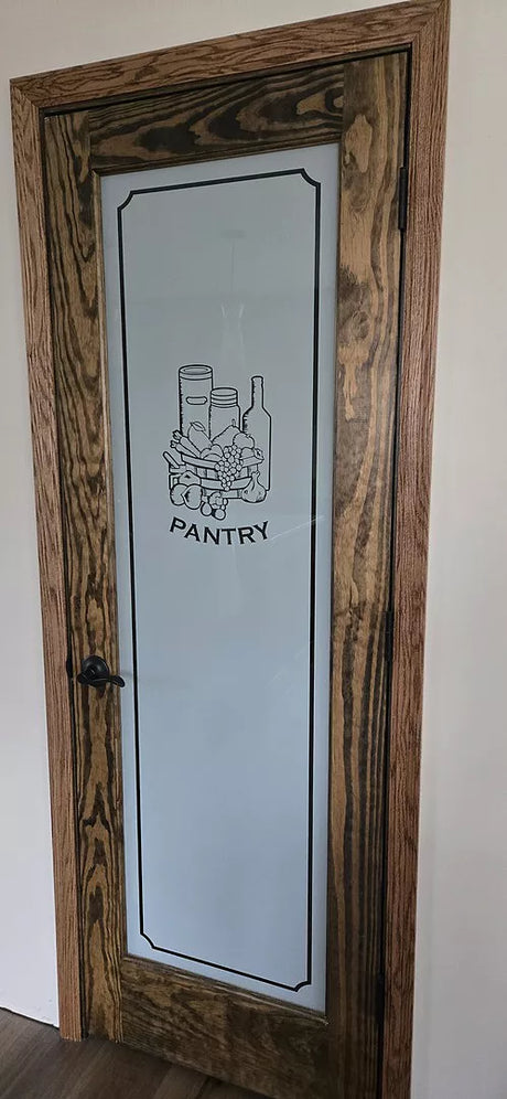 Single Lite Decorative Glass Clear Pine Wood Pantry Door - Image 2