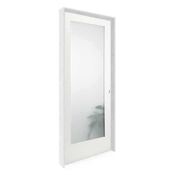 Prehung Single Lite Frosted Shaker Style Interior Door (Primed)