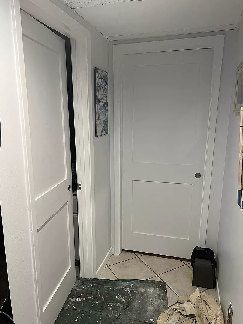 2 Panel Shaker Style Primed Wood Interior Door - Image 3