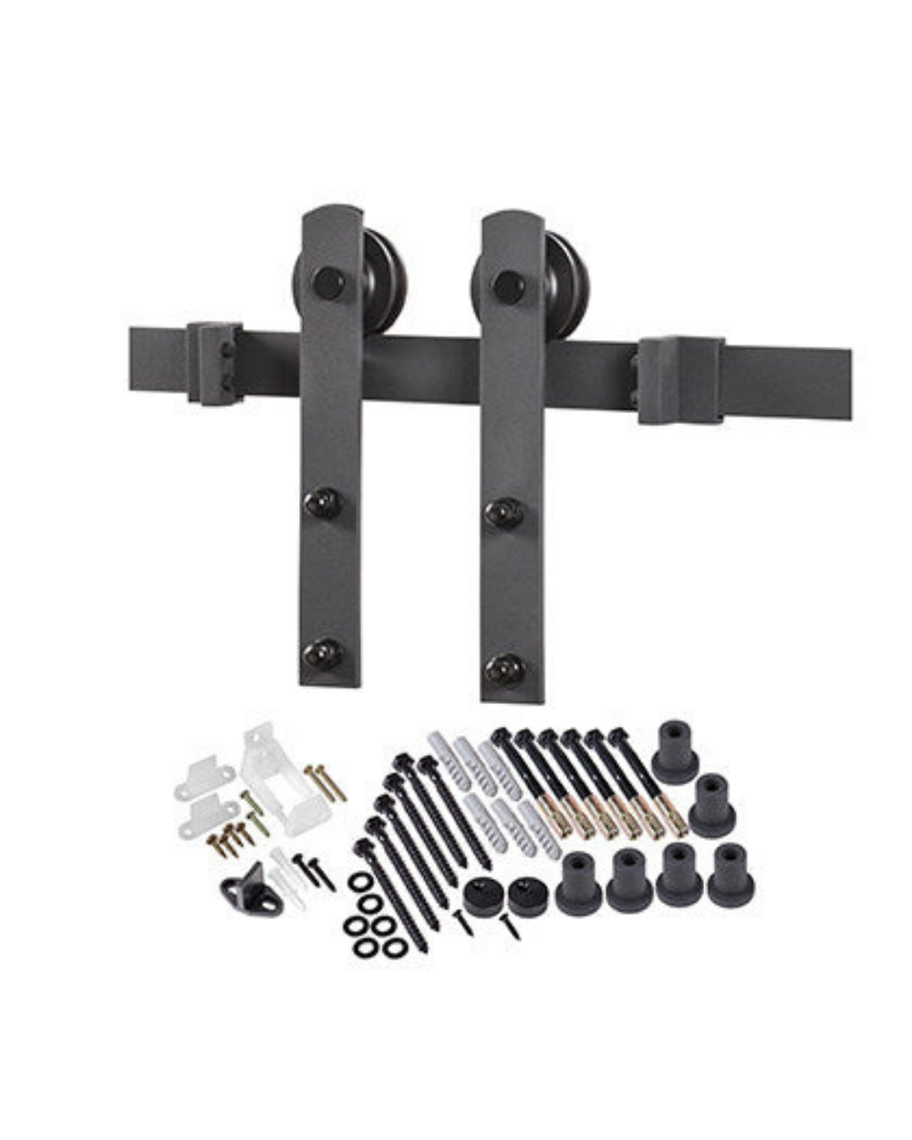 Straight Strap Barn Door Hardware Kit with Track and Rollers - Image 1