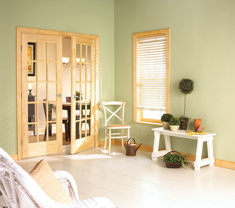 15 Lite Glass French Clear Pine Wood Interior Door - Image 3