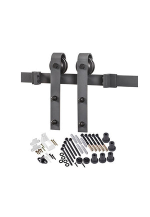 Bent Strap Barn Door Hardware Kit with Track and Rollers
