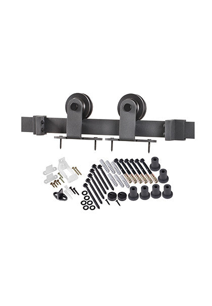 Top of Door Strap Barn Door Hardware Kit with Track and Rollers - Image 2
